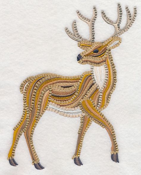 Machine Embroidery Designs at Embroidery Library! - Deer Quilt, Machine Embroidery Quilts, Goldwork Embroidery, Gold Work Embroidery, Embroidery Motif, Brother Embroidery Machine, Mens Kurta Designs, Animal Embroidery Designs, Blouse Embroidery