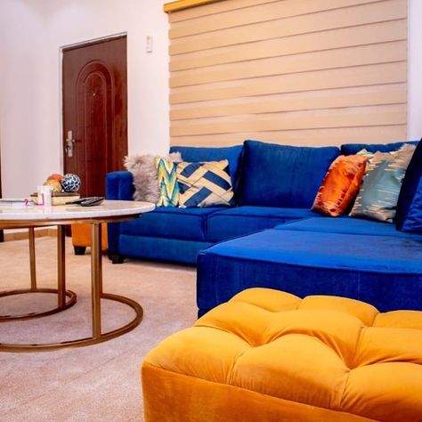 Royal blue L shaped sofa Royal Blue Living Room Color Scheme, Royal Blue Sofa Living Room Ideas, Blue L Shaped Sofa, Royal Blue Couch Living Room Ideas, Sofa For Drawing Room, Royal Blue Couch, Royal Blue Sofa, Blue Living Room Color Scheme, Blue Living Room Color