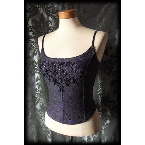 Purple Goth, Purple Gothic, Purple Corset, Gothic Outfits, Strap Top, Strap Tops, Gothic Lolita, Beaded Lace, Purple Black