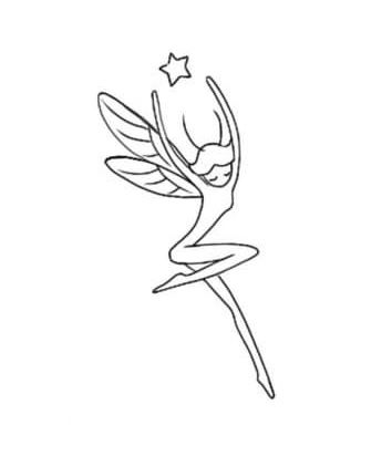 Small Simple Fine Line Tattoos, Fairies Drawing Easy, Fairy Outline Simple, Minimal Fairy Tattoo, Simple Fairy Tattoo, Simple Fairy Drawing, Pixie Drawing, Fairy Line Art, Fairy Doodle