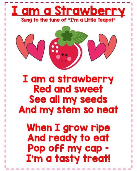 📚🍎Ms. Rowe✏️💙 on Instagram: “Some fruit songs & poems to learn with today’s fruit themed Distance Learning Activities! 🍓🍌🍉” Fruit Week Preschool, Healthy Food Songs For Preschool, Fruit Themed Preschool Activities, Strawberry Learning Activities, Songs About Fruits And Vegetables, Picnic Songs For Toddlers, Vegetable Songs Preschool, Food Songs For Preschool, Strawberry Activities For Toddlers