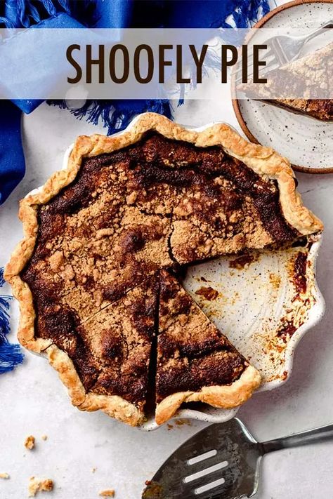 This simple shoofly pie recipe features a sticky molasses bottom and spiced crumb topping in a buttery and flaky homemade pie crust. Enjoy this wet bottom shoofly pie recipe, one of the best Pennslyvania Dutch dessert recipes. | shoofly pie recipe pennsylvania dutch | shoofly pie recipe amish | shoofly pie recipe easy | wet bottom shoofly pie recipe | best shoofly pie recipe | best amish dessert recipes | amish desserts pennsylvania dutch Shoofly Pie Recipe, Amish Desserts, Dutch Desserts, Pie Recipe Easy, Shoofly Pie, Homemade Pie Crust, Homemade Pie Crust Recipe, Shoo Fly, Easy Pie Recipes