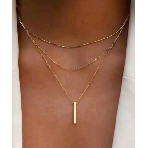 Necklaces For Women Gold, Bridesmaid Gold Jewelry, Minimalist Layered Necklace With Dangle, Gold Minimalist Layered Dangle Necklace, Elegant Gold-tone Layered Necklace For Everyday, Gold Cross Layered Necklace, Mejuri Necklace, Elegant Everyday Gold-tone Layered Necklace, Gold Necklaces Layered