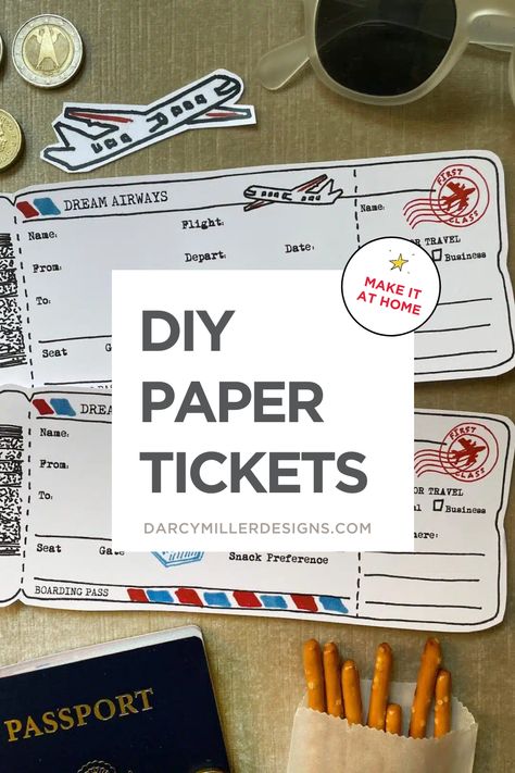 Diy Plane Ticket, Flight Ticket Design, Diy Tickets, Diy Ticket, Japan For Kids, Whimsical Diy, Fair Tickets, Night School, Ticket Card