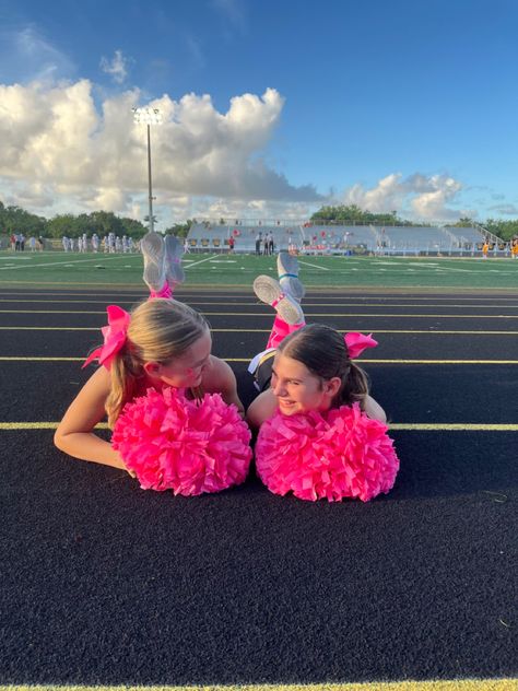 cheer pic inspo, cheer pic, bestie, cheer bestie, pink out, cheer pink out game, cheer jv Cheerleading Poses, Cheer Hacks, Cheer Team Pictures, Sideline Cheer, Cheer Photography, Cheer Posters, Cheer Routines, Cheer Pics, Cheerleading Photos