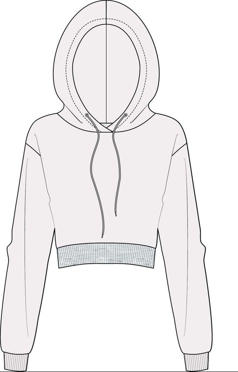 Cropped Hoodie nähen - modernes Schnittmuster für einen angesagten kurzen Pullover für Damen - technische Zeichnung Scroll Down, Hoodie Sewing, Hoodie Sewing Pattern, Illustrated Instructions, Crop Pullover, Printable Sewing Patterns, Crop Top Hoodie, Sketches Tutorial, Pattern Sewing