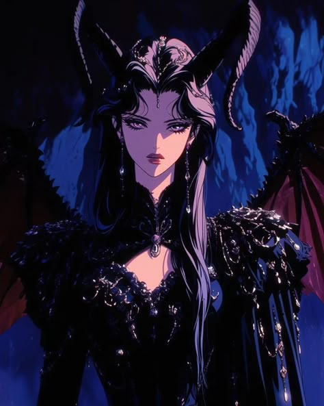 Demon Queen AI Generated / Midjourney #ai #midjourney #animestyle #darkanime #retroanime #demon #queen Demon Queen Art, Queen Character, Demon Woman, Dark Waves, Demon Queen, 90 Anime, Night Elf, Queen Art, Demon Girl