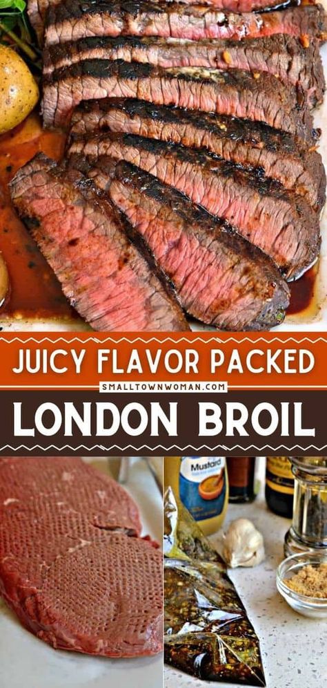 Learn how to cook a London Broil with these easy tips and tricks! This beef recipe for dinner will surely tantalize your taste buds. It has an easy tenderizing marinade that makes it so delicious. Save this pin! London Broil Steak, London Broil Marinade, London Broil Recipe, Cooking London Broil, Broiled Steak, London Broil Recipes, London Broil, Tender Steak, Beef Recipes For Dinner