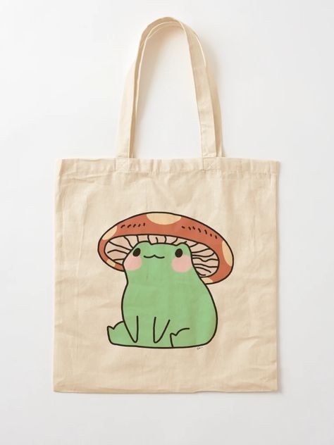 "Mushroom frog" Tote Bag for Sale by egick11 | Redbubble Aesthetic Tote Bag Design, Frog Tote Bag, Handpainted Tote, Handpainted Tote Bags, Mushroom Frog, Bag Painting, Mushroom Drawing, Painted Tote, Tote Bag Design