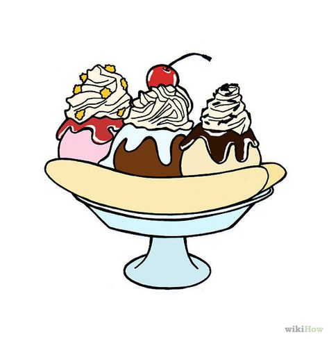 How to Draw a Banana Split - Wiki How Food Drawing Easy, Artistic Sketches, Banana Split Ice Cream, Scoops Of Ice Cream, Ice Cream Logo, Drawing Food, Easy Girl, Dessert Art, Monster Crafts