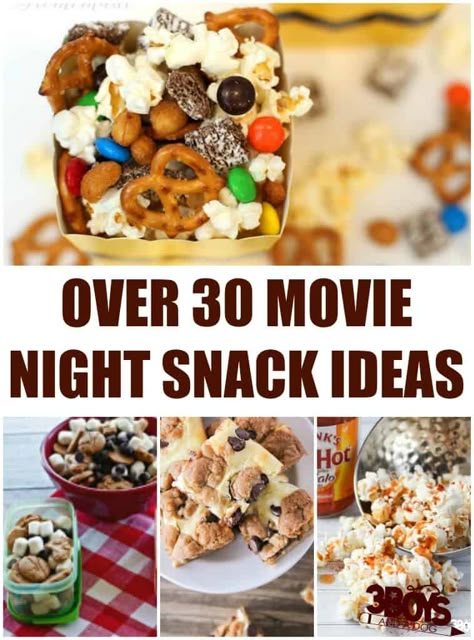 We try to have Family Movie Night a couple of times a month. Each time, we choose a family-friendly film, have a fun snack, and enjoy the time together. Sometimes, though, I get so busy with the week that I don't have time to think of a snack to make for the kids. And that's why I love this list of over 30 movie night snack ideas! There are plenty of sweet and salty treats here that the whole family will enjoy on movie night! One of our favorite movies is 'Cloudy with a Chance of Meatballs'. ... Food Ideas For Family, Movie Night Snack Ideas, Night Snack Ideas, Movies Snacks, Family Movie Night Snacks, Game Night Snacks, Movie Night For Kids, Movie Night Food, Disney Movie Night