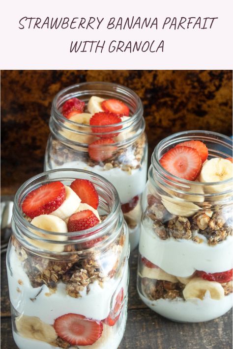 Transform your breakfast with this irresistible Strawberry Banana Parfait topped with crunchy homemade granola. This simple yet delicious recipe centers around fresh strawberries and bananas, layered with your favorite yogurt. Perfect for busy mornings or as an afternoon treat, this parfait not only satisfies your sweet tooth but also provides a healthy option to kickstart your day. Incorporate this strawberry banana parfait into your meal prep and you’ll have a go-to snack or breakfast ready in no time. Enjoy the delightful combination of flavors and textures, making it a perfect dish for your next brunch too! Strawberry Parfait Recipes, Healthy Parfait Recipes, Banana Parfait, Healthy Parfait, Strawberries And Bananas, Breakfast Parfait, Easy Homemade Granola, Granola Parfait, Strawberry Parfait