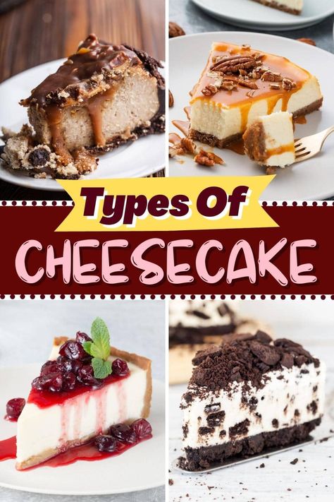 Philadelphia Cream Cheese Desserts, Different Kinds Of Cheesecake, Cheesecake Flavours Ideas, Different Types Of Cheesecake, Cheesecake Types, Philadelphia Cheesecake Filling Recipes, Authentic Cheesecake, Flavored Cheesecake Recipes, Cheesecake Flavors Ideas