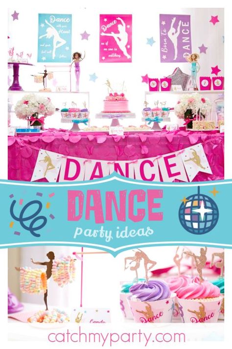 Dance your heart away with this fantastic dance birthday party! The cupcakes are so cute! See more party ideas and share yours at CatchMyParty.com #catchmyparty #partyideas #danceparty #girlbirthdayparty Dance Party Theme, Dance Birthday Party, Dance Party Decorations, Birthday Dance, Dance Party Birthday, Plant Styling, Ballet Party, Dance Themes, Ballerina Party