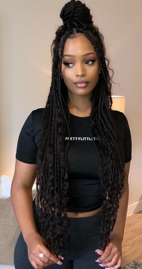 Faux Locs Hairstyles, Twist Braid Hairstyles, Box Braids Styling, Braids With Curls, Girls Hairstyles Braids, Penteado Cabelo Curto, Scene Hair, African Braids Hairstyles, Braided Hairstyles For Black Women