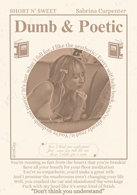 Dumb & poetic- Sabrina Carpenter- short n sweet- poster- DONT REPOST Sabrina Carpenter Lyric Poster, Short And Sweet Poster, Sabrina Carpenter Polaroid Poster, Short N Sweet Poster, Sabrina Carpenter Poster Aesthetic, Sabrina Carpenter Prints, Short N Sweet Wallpaper, Sabrina Carpenter Lyrics Wallpaper, Posters Sabrina Carpenter