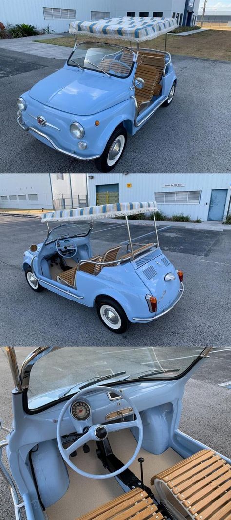 1961 Fiat 500 Jolly Fiat 500 Jolly, Vintage Fiat 500, Classic Fiat 500, Kawaii Cars, Motor Aesthetic, Fiat Jolly, Baby Blue Paint, Vintage Fiat, Fiat 500 Vintage