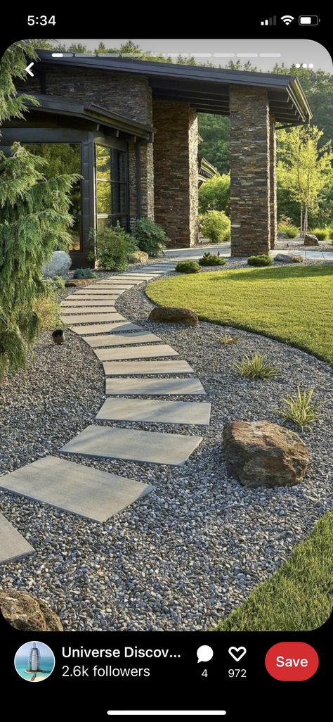 Concrete Stepping Stones Walkways, House Walkway Entrance, Large Pavers Walkway, Paver Front Walkway, Patio Walkway Ideas, Paver Walkway Ideas, Concrete Pavers Walkway, Pavers Walkway, Paver Patio Ideas