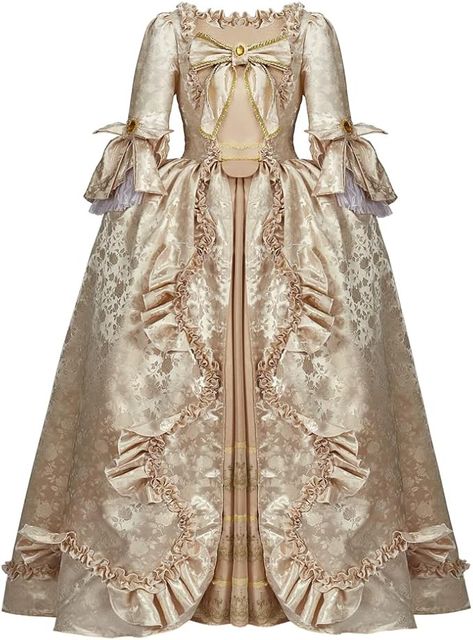 Amazon.com: RoleplayCos Court Rococo Baroque Marie Antoinette Ball Dresses 18th Century Victorian Dress Ball Gowns Royal Women Costume (L, Gold) : Clothing, Shoes & Jewelry Victorian Dress Costume, Madame Pompadour, Gothic Victorian Dresses, Soirée Halloween, Rococo Dress, Antoinette Dress, Rococo Fashion, Period Dress, Vestidos Prom