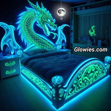 Dragon Bedroom Ideas, Dragon Bedroom, Dragon Bed, Moon Bedroom, Moon Dragon, Beautiful Bed Designs, Monique Lula, Goth Houses, Comfortable Bedroom Decor