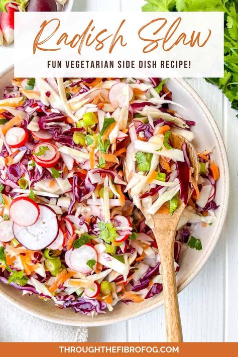 Radish Slaw, Broccoli Slaw Recipes, Summer Picnic Food, Fibro Fog, Radish Recipes, Summer Side Dish, Low Histamine, Potato Leek Soup, Mast Cell