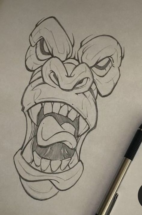 Cartoon Art Styles Sketches Simple, Gorillas Art, Morning Live, Graffiti Style Art, Graffiti Characters, Graffiti Cartoons, A Monkey, Graffiti Drawing, Pencil Art Drawings