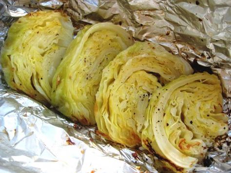 Grilled Cabbage. Photo by gailanng Grilled Cabbage Recipes, Grilled Cabbage Wedges, Grilled Cabbage, Cabbage Steaks, Cabbage Recipe, Cooked Cabbage, Home Comfort, Cabbage Recipes, Pinterest Recipes