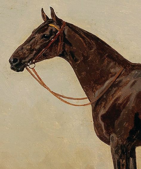 A museum quality reproduction of an equine portrait from the late 1800s. This classic example of turn of the century sporting art depicts a saddled dark bay horse in a stable setting. Printed on 100% cotton stock using an archival giclée print process. Sizes refer to the printed artwork. This print comes with a white border for handling and framing, which is not included in the measurements. Frame is not included. Dark Bay Horse, Equine Art Paintings, Horse Farm Ideas, Equine Portraits, Horse Art Print, Bay Horse, Equestrian Decor, Antique Artwork, Horse Portrait