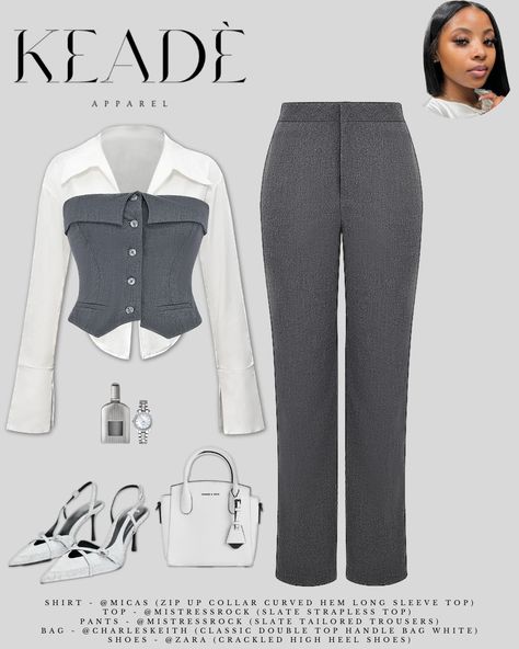 Cute Business Outfits Black Women, Boss Outfit Woman Classy Business Attire, Grey Business Casual Outfits For Women, Business Black Women Outfits, Professional Attire Black Women, Dress Slacks Outfit, Courthouse Outfit Women, Graduation Outfit Ideas Pants, Business Fashion Aesthetic