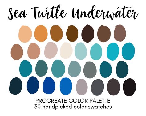 Excited to share this item from my #etsy shop: Sea Turtle Procreate Color Palette | Color Swatches | iPad Procreate Illustration Tools | Water Theme | Digital Download | Branding Tools Turtle Procreate, Lettering Examples, Illustration Tools, Jamaican Beaches, World Map Printable, Dining Hutch, Procreate Color Palette, Procreate Illustration, Ipad Procreate