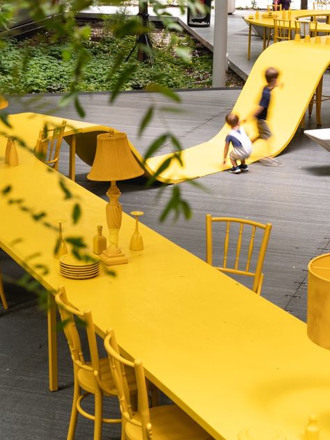 Gallery of TULIP – Your place at the table / ADHOC architectes - 19 Table Installation, Public Space Design, Pantone Colors, Urban Furniture, Artistic Installation, Street Furniture, Parking Design, Urban Spaces, At The Table