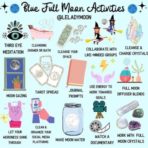 Holistic Spirituality, Blue Moon Rituals, Witch Info, Moon Core, Full Moon Tarot, Full Blue Moon, Moon Activities, Sturgeon Moon, Lunar Witch