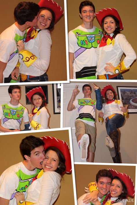 Buzz Light Year And Jessie Costume, Buzz Lightyear And Jessie Costume, Buzz And Jessie Costume Couple, Buzz And Jesse Couples Costume, Jesse And Buzz Costume, Jessie And Buzz Costume, Buzz And Jessie Costume, Buzz Halloween Costume, Girlfriend Costumes