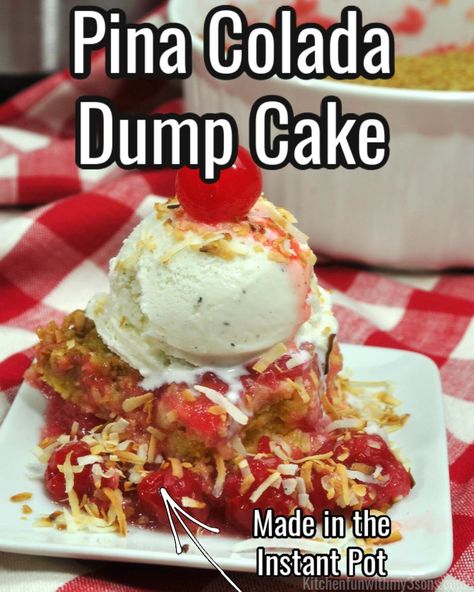 Pina Colada Dump Cake, Pineapple Pina Colada, Chicken Breast Cream Cheese, Cherry Food, Stuffed Chicken Breast Cream Cheese, Cake With Cherry, Cake Mix Cakes, Instant Pot Desserts, Dump Recipes