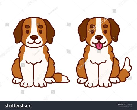 Funny cartoon Saint Bernard puppy sitting with tongue sticking out. Cute dog drawing, isolated vector clip art illustration. #Ad , #Sponsored, #sitting#puppy#sticking#tongue Puppy Sitting Drawing, Dog Drawing Sitting, Dog Sitting Illustration, Dog Sitting Drawing, Pool Mural, Saint Bernard Puppy, Chubby Puppies, Dog Design Art, Cute Dog Drawing