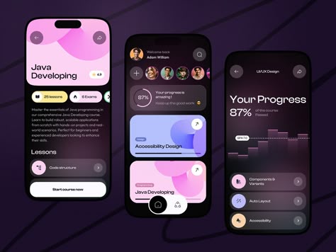 Online Education - Mobile app by Anastasia Golovko on Dribbble User Interface Design Mobile App, Education App Ui Design, Ipad App Design, Case Competition, Energy App, Moodboard App, Creative App Design, Astrology App, Class App