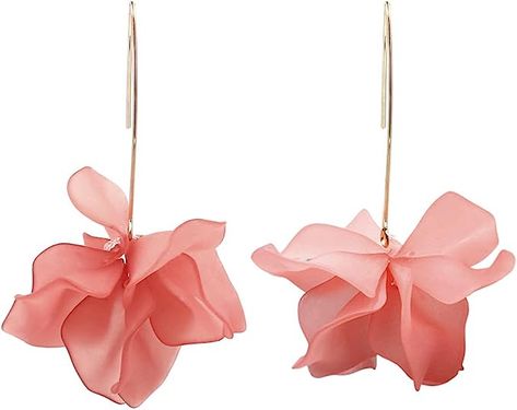 Amazon.com: Boho Rose Petal Dangle Resin Earrings - Long Drop Acrylic Tiered Flower Earrings - Statement Exaggerated Floral Tassel Earrings for Women and Girls (Pink): Clothing, Shoes & Jewelry Resin Earrings, Pretty Earrings, Large Earrings, Floral Chiffon, Flower Fashion, Flower Petals, Rose Petals, Tassel Earrings, Long Earrings