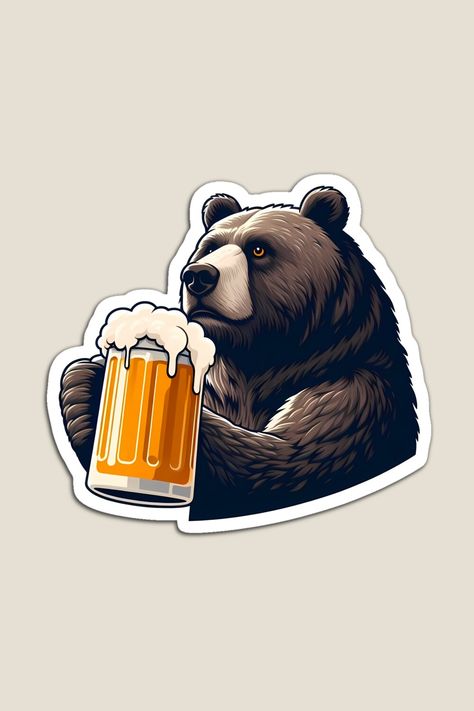 Bear Beer Sticker Beer Stickers, Beer Design, Shirt Design, Diy And Crafts, Character Art, Design Ideas, Beer, Iphone, ? Logo