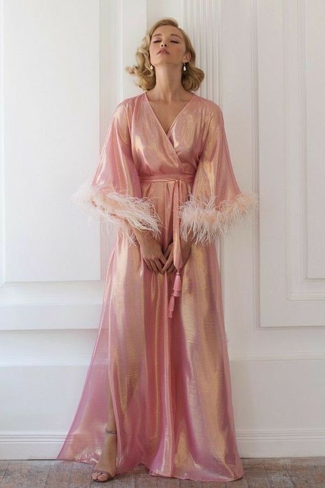 Pink Silk Robe, Satin Dressing Gown, Luxury Robes, Silk Nightgown, Satin Lingerie, Wedding Lingerie, Pretty Lingerie, Bridal Robes, Bridal Lingerie