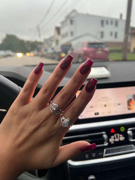 nail inspo dark cherry nails Cherry Red Coffin Acrylic Nails, Coffin Cherry Nails, Cherry Cola Nails Square, Cherry Red Coffin Nails, Dark Red Coffin Nail Ideas, Black Cherry Nails Design, Cherry Nails Coffin, Black Cherry Nails Acrylic, Cherry Cola Nails