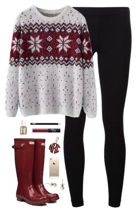 christmas spirit by classically-preppy on Polyvore featuring Chicnova Fashion, James Perse, Hunter, J.Crew, NARS Cosmetics and Essie Snow Attire, Intricate Clothing, Cozy Christmas Outfit, Xmas Outfits, Holiday Outfits Women, Look Retro, Christmas Outfits, The Outfit, Christmas Fashion