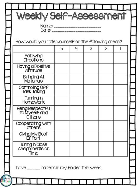 Notes From the Portable: The #1 Way to Improve Student Behavior.  Self assessment Study Hall Management, Student Self Evaluation, Self Evaluation, Student Self Assessment, Classroom Assessment, Student Reflection, Behavior Interventions, Classroom Behavior Management, Learning Skills