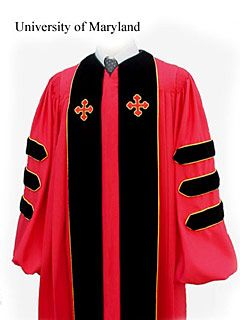 University of Maryland's PhD gown (image from https://oakhalli.com/). It took some time before I could afford to buy the whole set of academic regalia, but I'm finally going to own my PhD robes! Phd Regalia, Phd Gown, Academic Robes, Doctoral Regalia, Medicine Images, Academic Gown, Academic Regalia, Graduation Gown, University Of Maryland