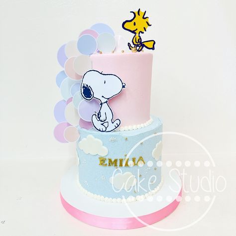 Sweet snoopy cake 🩵 #snoopy #snoopycake #cakestudiogt Bolo Snoopy, Peanuts Birthday Party, Snoopy Cake, Peanuts Birthday, Snoopy Party, Cake Studio, Girl First Birthday, 1st Birthday Girls, Party Girls