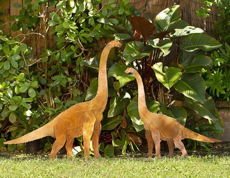 Plant Eating Brontosaurus Metal Lawn Sculptures Plant Eater, Tattoo Plant, Diy Lawn, Art Ornaments, Uncommon Goods, Lawn Ornaments, Sculpture Garden, Dinosaur Art, Backyard Makeover