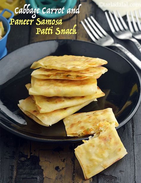 Cabbage Carrot and Paneer Samosa Patti Snack recipe, Quick Snacks Recipes- Indian Breakfast Indian Recipes, Kids Finger Food, Indian Recipes For Kids, Paneer Samosa, Finger Foods For Babies, Breakfast Indian, Foods For Babies, Finger Foods For Kids, Veggie Fritters