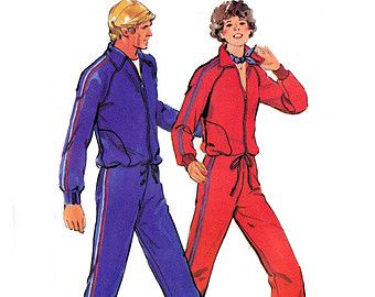 70s Mens Tracksuit Pattern Butterick 5200 Retro Vintage Zip Front Jogging Suit Active Wear Sewing Pattern Size Large Chest 42 - 44 inches 70s Tracksuit, Tracksuit Pattern, Mens Sweat Suits, Mens Jogging Suits, Unisex Tracksuit, 1970s Men, 1970s Sewing Patterns, Fitted Pants, Swimsuit Pattern