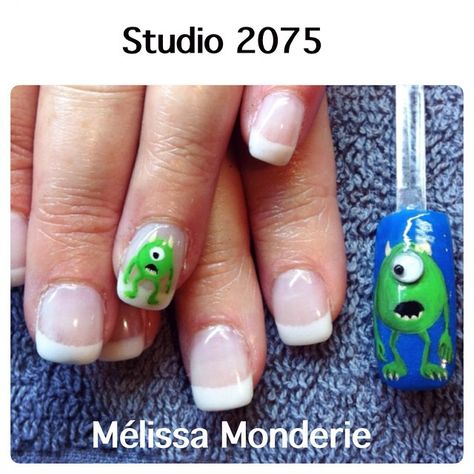 Mike Wazowski Nail Art, Mike Wazowski Nails, Jell Nails, Monster Inc, Nail Art Studio, Mike Wazowski, Monsters Inc, Short Nails, Art Studio