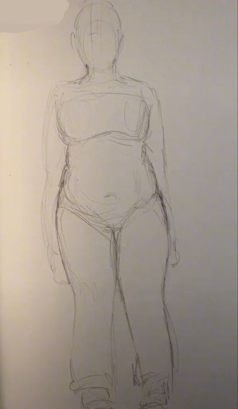 Body Sketches Plus Size, Drawing Bigger Women, Drawing Plus Size Bodies, Plus Size Sketches Art, Body Drawing Plus Size, How To Draw Fat People, Drawing Chubby Female, Plus Size Woman Art Reference, Drawing Plus Size Women