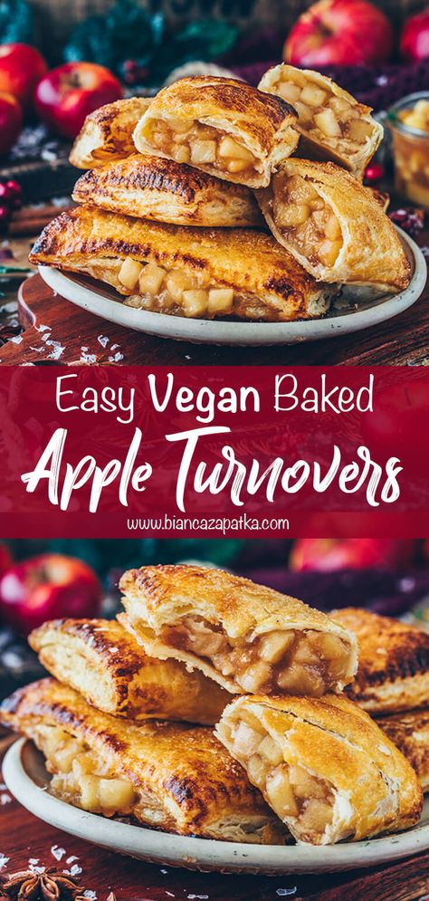 Apple Turnovers Recipe, Apple Pie Pockets, Pie Pockets, Apple Turnover Recipe, Vegan Apple Pie, Vegan Pastries, Turnover Recipes, Apple Turnovers, Vegan Baking Recipes